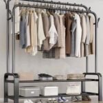 Porte-vêtements à double pôle - علاقة الملابس جذارية